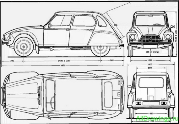 Citroen Dyane (1974) (Cитроен Дyан (1974)) - чертежи (рисунки) автомобиля